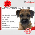 Plaque "Attention au Chien, le Border Terrier est une sonnette" 24 cm RNG