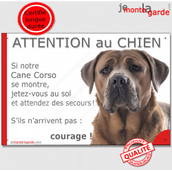 Cane Corso, plaque" Jetez Vous au Sol, Attention au Chien" 24 cm JET