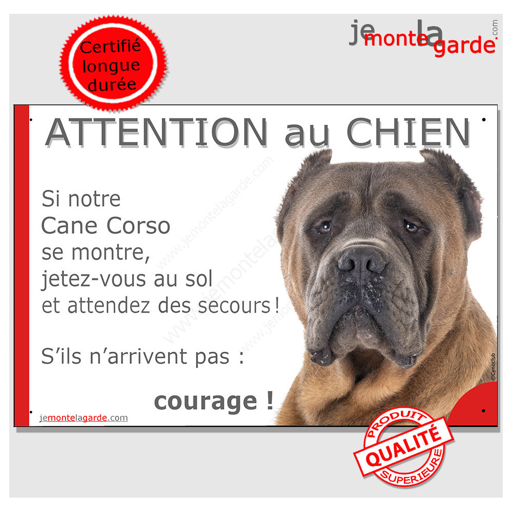 Plaque chien drôle Cane Corso pancarte attention au chien humour