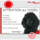 Caniche noir, plaque portail humour "Attention au Chien, Jetez Vous au Sol, attendez secours, courage" pancarte drôle photo