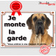 Dogue Allemand fauve, plaque portail "Je Monte la Garde, risques périls" pancarte panneau photo Danois marron