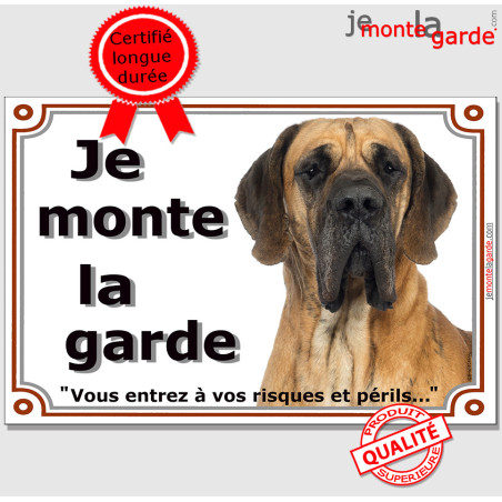 Danois fauve, plaque portail "je Monte la Garde" 24 cm LUX Danois fauve, plaque portail "je Monte la Garde" 24 cm LUX