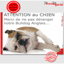 Plaque "Attention au Chien, Merci de ne pas déranger notre Bulldog Anglais" 24 cm NPD