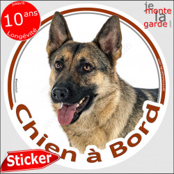 Berger Allemand, autocollant rond voiture "Chien à Bord" 14 cm