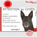 Kelpie, plaque humour "Jetez Vous au Sol, Attention au Chien" 24 cm JET