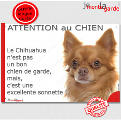 Plaque "Attention au Chien, le Chihuahua est une sonnette" 24 cm RNG