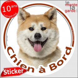 Akita Inu, sticker voiture "Chien à Bord" 14 cm