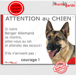 Berger Allemand gris Tête, plaque portail humour "Attention au chien, Jetez Vous au Sol" pancarte panneau drôle photo