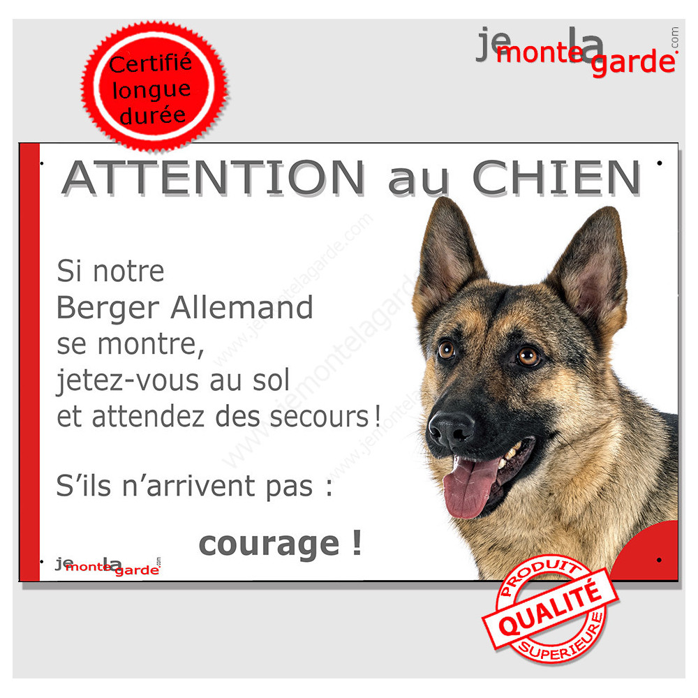 Panneau ATTENTION CHIEN MECHANT (Berger Allemand Danger de garde Stock  Vector