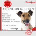 Fox-Terrier, plaque humour "Jetez Vous au Sol, Attention au Chien" 24 cm JET