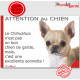 plaque portail humour "Attention au Chien, notre Chihuahua blanc et fauve sable à poils courts garde est une sonnette" pancarte 