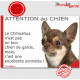 plaque portail humour "Attention au Chien, notre Chihuahua Marron Chocolat & Tan à poils courts est une sonnette" pancarte photo