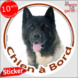 Akita américain, sticker voiture "Chien à Bord" 14 cm