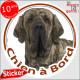 Fila Brasileiro bringé, disque autocollant "Chien à Bord" Sticker photo rond voiture, vitre auto