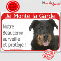 Beauceron, plaque rouge "Je Monte la Garde" 24 cm