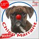 Boxer bringé, sticker autocollant rond "Chien Marrant" Disque adhésif vitre voiture photo amusant humoristique marrant Boxeur