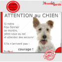 Fox-Terrier, plaque humour "Jetez Vous au Sol, Attention au Chien" 24 cm JET