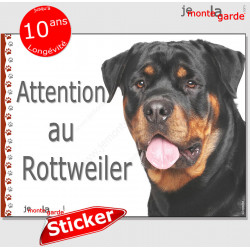 Rottweiler, autocollant "Attention au Chien" 16 cm