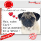 Carlin fauve plaque photo "Membre de la Famille" pancarte panneau coeur idée cadeau attention au chien