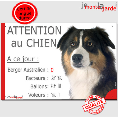 Berger Australien, plaque humour "Attention au Chien, Nombre de Voleurs" 4 Tailles Berger Australien, plaque humour "Attention au Chien, Nombre de Voleurs" 4 Tailles