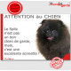 Plaque portail "Attention au Chien, notre Spitz Loulou tout noir est une excellente sonnette" pancarte humour panneau