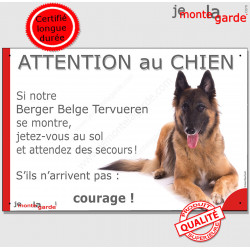 Tervueren, plaque " Jetez Vous au Sol, Attention au Chien" 24 cm JET