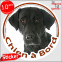 Labrador noir, sticker voiture "Chien à Bord" 14 cm