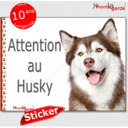 Husky, autocollant "Attention au Chien" 16 cm