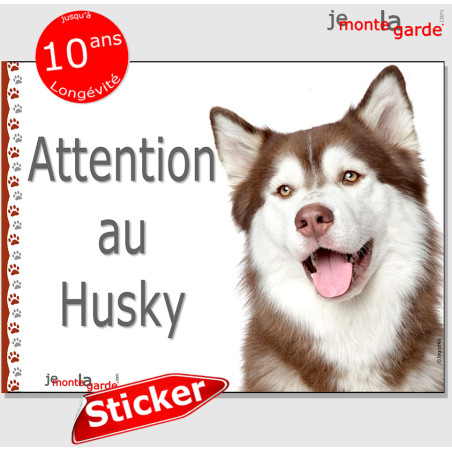Husky, autocollant "Attention au Chien" 16 cm Husky, autocollant "Attention au Chien" 16 cm