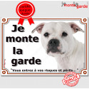 Staffie blanc, plaque "Je Monte la Garde" 24 cm LUX C