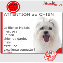 Plaque "Attention au Chien, le Maltais est une sonnette" 24 cm RNG