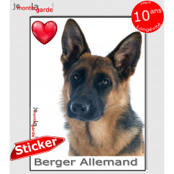 "I Love Berger Allemand noir et feu à poils courts" photo autocollante, Sticker adhésif race