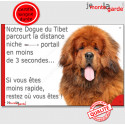 Dogue du Tibet, plaque humour "distance Niche-Portail" 24 cm 3S