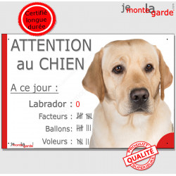 Labrador Sable, plaque "Nombre de Voleurs, ballons, facteurs" 24 cm NBR