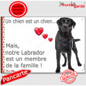 Labrador Noir, plaque "Membre de la Famille" 24 cm LOVE