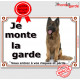 Berger Allemand Poils Longs ancien type, plaque "Je Monte la Garde, risques périls" attention au chien Altdeutsche Schäferhunde