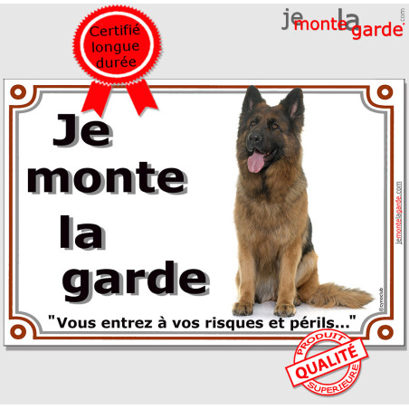 Berger Allemand ancien type, plaque portail photo "Je Monte la Garde, vous entrez à vos risques et périls" 3 Tailles D