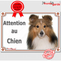 Shetland Fauve, plaque portail "Attention au Chien" 2 tailles LUX D