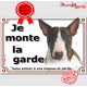 Bull Terrier Bringé Tête, plaque portail "je Monte la Garde, risques et périls" pancarte panneau bringué affiche photo