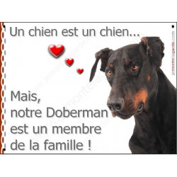 Doberman Tête, Plaque Portail un chien est un chien, membre de la famille, pancarte, affiche panneau