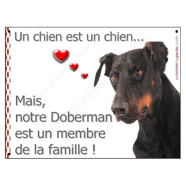 Doberman Tête, Plaque Portail un chien est un chien, membre de la famille, pancarte, affiche panneau