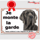 Dogue Allemand gris, plaque portail "Je Monte la Garde, risques périls" pancarte panneau photo Danois bleu