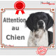 Epagneul Breton noir Tête, plaque portail "Attention au Chien" pancarte portail pluriel photo