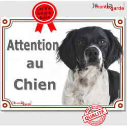 Epagneul Breton noir Tête, plaque portail "Attention au Chien" pancarte portail pluriel photo
