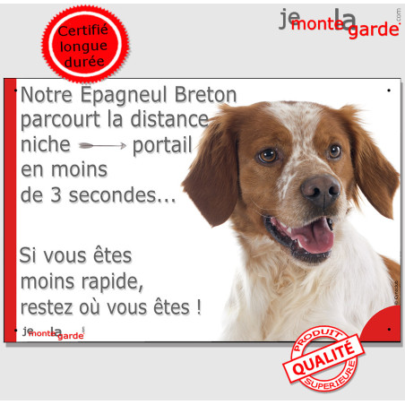 Epagneul Breton orange, plaque humour "distance Niche - Portail" 24 cm 3SEC Epagneul Breton orange, plaque humour "distance Niche - Portail" 24 cm 3SEC