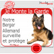 Berger Allemand Poil Long couché Panneau Portail Je Monte la Garde, plaque pancarte je surveille et protège attention au chien