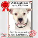 Dogue Argentin, plaque verticale "Attention au Chien, pas sans autorisation" 24 cm VL