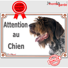 Griffon Korthals, plaque portail "Attention au Chien" photo, résiste pluie soleil gel, idée cadeau