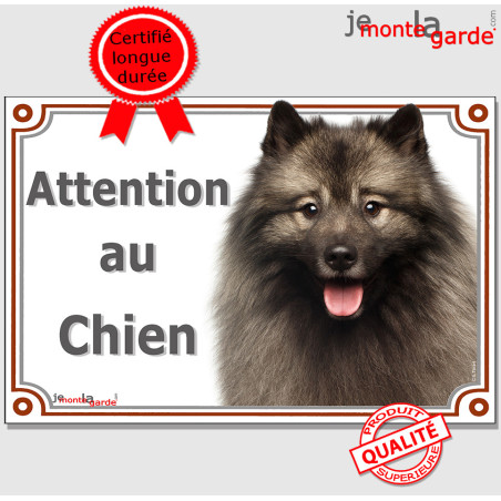Keeshond,  Spitz-Loup, plaque portail "Attention au Chien" photo résiste pluie soleil gel, idée cadeau