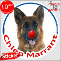 Berger Allemand, sticker rond "Chien Marrant" 14 cm